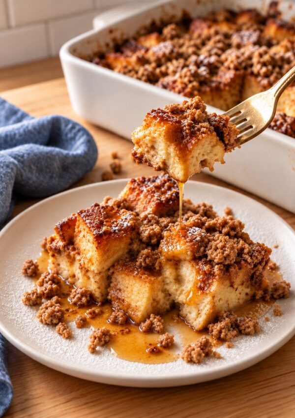 Easy Overnight French Toast Casserole With Crispy Cinnamon Streusel