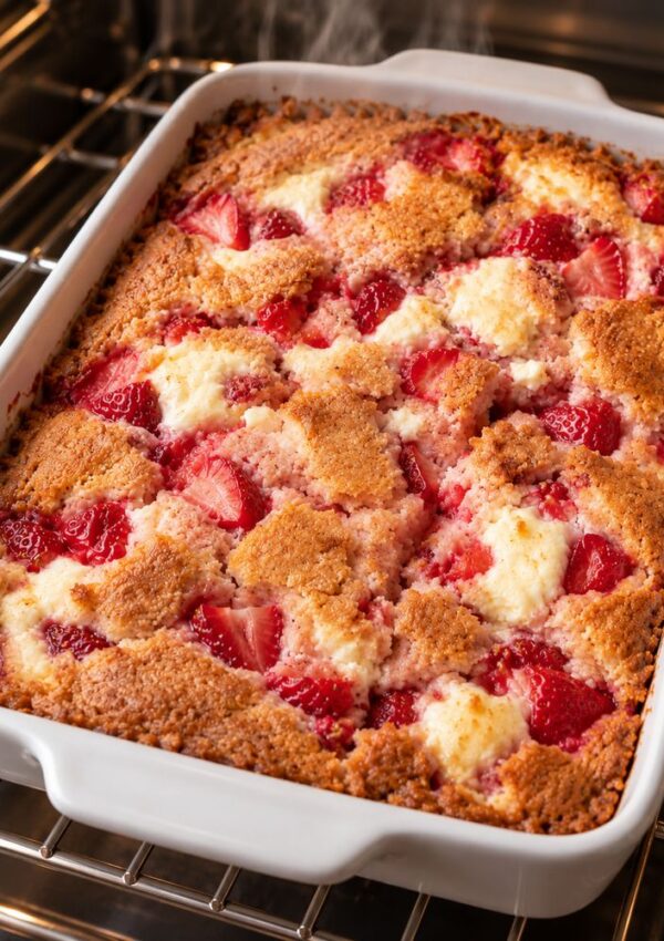 Strawberry Earthquake Cake With Gooey Cream Cheese Pockets